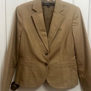 EUC Tan Khaki KASPER Business Suit Jacket Womens Size 14P 14 Petite